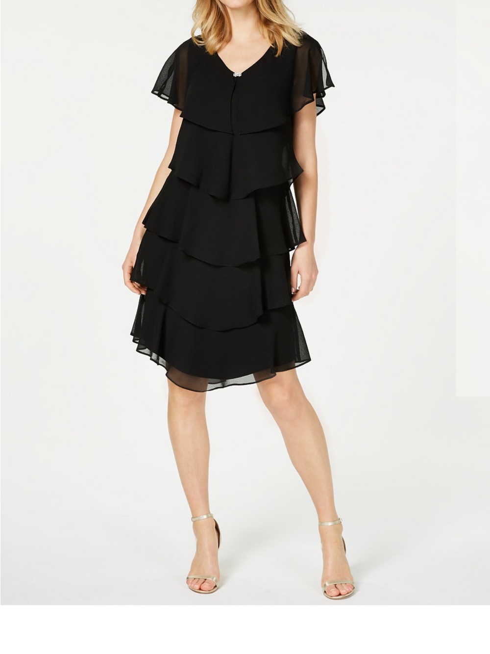 SL Fashions Black Layered Midi Dress